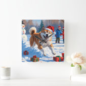 秋田クリスマスフェスティバル雪景色 スクエア壁時計 (ホーム)