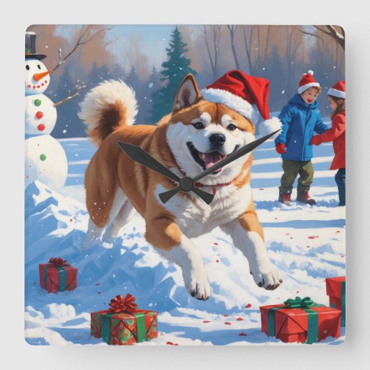 秋田クリスマスフェスティバル雪景色 スクエア壁時計 (正面)