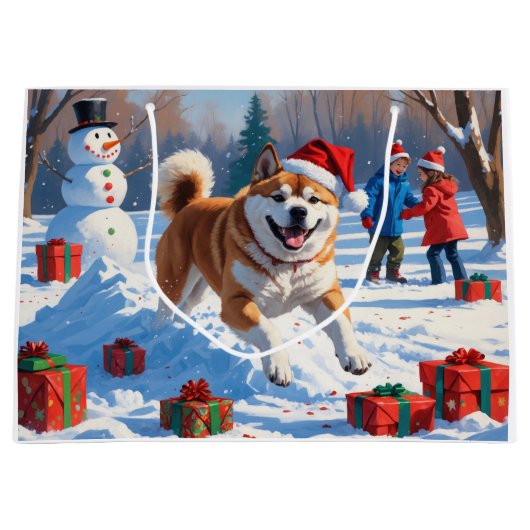 秋田クリスマスフェスティバル雪景色 ラージペーパーバッグ (正面)