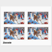 秋田クリスマスフェスティバル雪景色 長方形シール (シート)