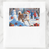 秋田クリスマスフェスティバル雪景色 長方形シール (バッグ)