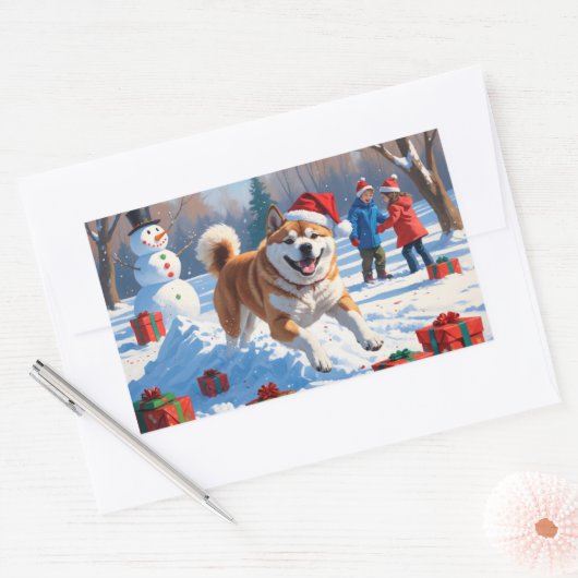 秋田クリスマスフェスティバル雪景色 長方形シール (封筒)