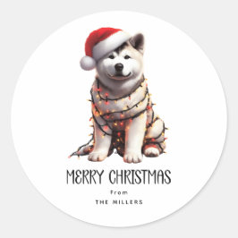 秋田クリスマス犬 ラウンドシール