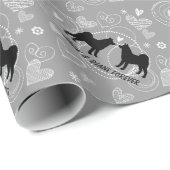 秋田シルエットハートと文字 ラッピングペーパー (ロールコーナー)