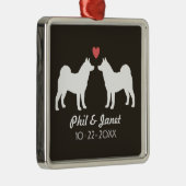 秋田シルエット犬カップルカスタム メタルオーナメント (右)