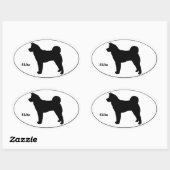 秋田シルエット 楕円形シール (シート)