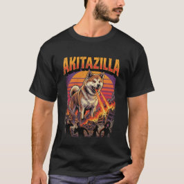 秋田ジラ　巨大な秋田犬モンスター映画のパロディ Tシャツ