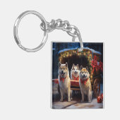 秋田スノイそりクリスマスデコール キーホルダー (正面左)