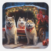 秋田スノイそりクリスマスデコール スクエアシール (正面)