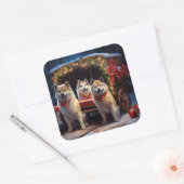 秋田スノイそりクリスマスデコール スクエアシール (封筒)