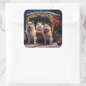 秋田スノイそりクリスマスデコール スクエアシール (バッグ)