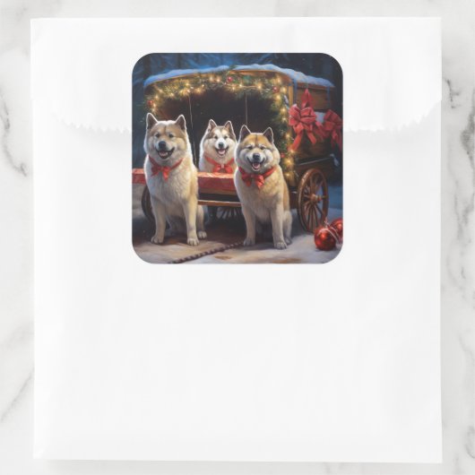 秋田スノイそりクリスマスデコール スクエアシール (バッグ)