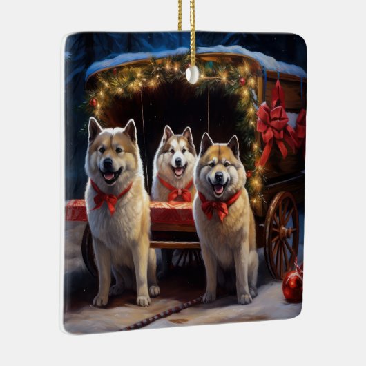 秋田スノイそりクリスマスデコール セラミックオーナメント (右)