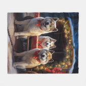 秋田スノイそりクリスマスデコール フリースブランケット (正面(横))