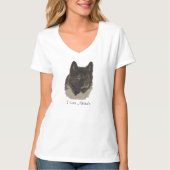 秋田スローガンが付いたかわいい日本の秋田犬ポートレート Tシャツ (正面)