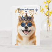 秋田ドッグキングフォー・デイおもしろい誕生日 カード (黄色い花)