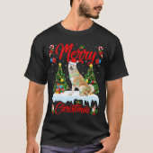 秋田ドッグライトクリスマスツリーサンタ秋田クリスマスT Tシャツ (正面)