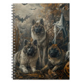 秋田ハロウィーンの夜の犬の大喜び ノートブック (正面)