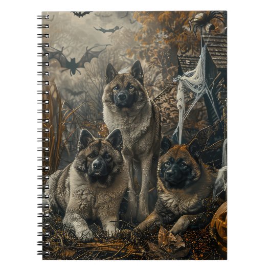 秋田ハロウィーンの夜の犬の大喜び ノートブック (正面)