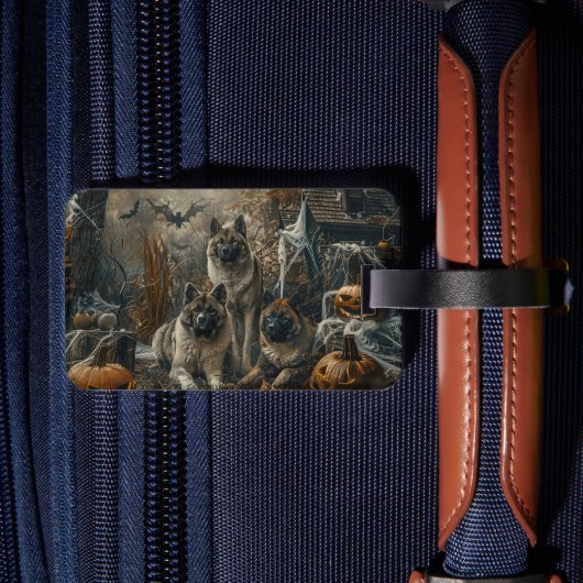 秋田ハロウィーンの夜の犬の大喜び ラゲッジタグ (裏面インサイチュ2)