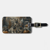 秋田ハロウィーンの夜の犬の大喜び ラゲッジタグ (正面横)