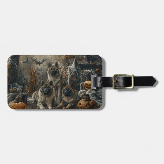 秋田ハロウィーンの夜の犬の大喜び ラゲッジタグ (正面横)