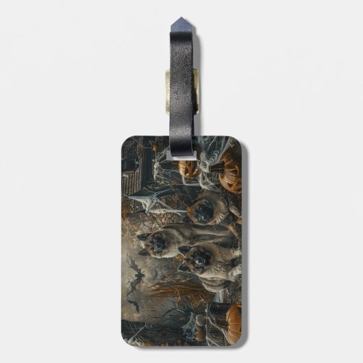 秋田ハロウィーンの夜の犬の大喜び ラゲッジタグ (裏面縦)