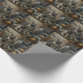 秋田ハロウィーンの夜の犬の大喜び ラッピングペーパー (角)