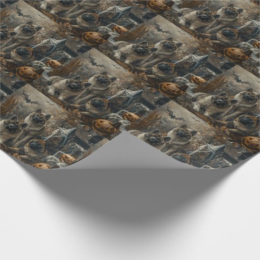 秋田ハロウィーンの夜の犬の大喜び ラッピングペーパー (角)