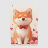 秋田バラ付き – バレンタインデー ゴルフタオル (正面)