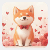 秋田バラ付き – バレンタインデー スクエアシール (正面)