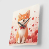 秋田バラ付き – バレンタインデー スクエア壁時計 (傾斜)