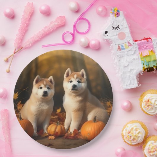 秋田パピー秋デライトカボチャ ペーパープレート (パーティー)