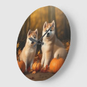 秋田パピー秋デライトカボチャ ラージ壁時計 (傾斜)