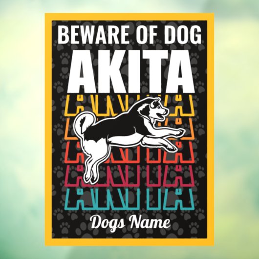 秋田パーソナライズされた犬のご用警告心 ウィンドウサイン (シート3)