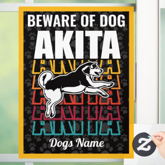 秋田パーソナライズされた犬のご用警告心 ウィンドウサイン (ホーム)