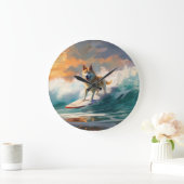 秋田ビーチサーフィン絵を描ズ ラージ壁時計 (ホーム)