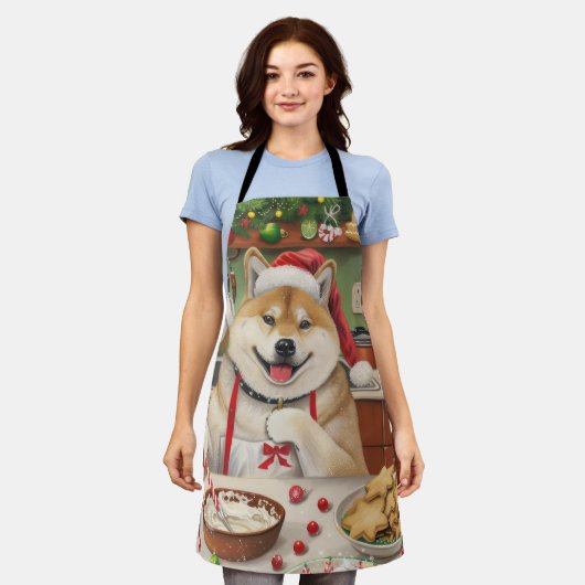 秋田ホリデーベーキング:フェスティバルクリスマス エプロン (着用した状態)