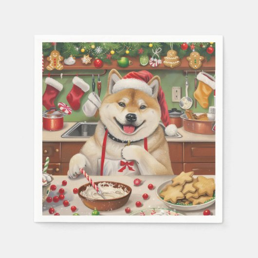 秋田ホリデーベーキング:フェスティバルクリスマス スタンダードカクテルナプキン (正面)