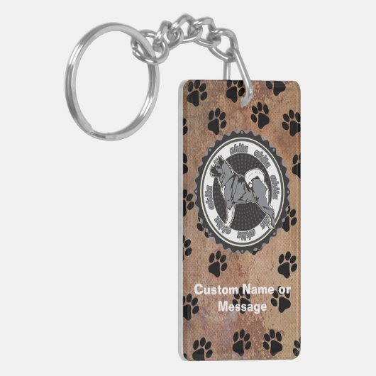 秋田ポーズドッグブリードラブ名前をカスタムする キーホルダー (正面左)