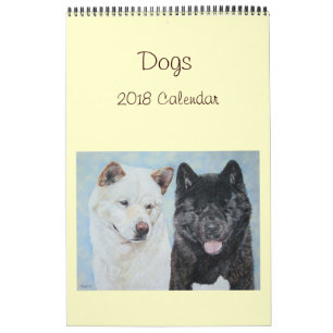 秋田ラブラドルのコリー犬のポートレートの芸術2018年 カレンダー