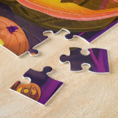 秋田不気味ハロウィンの魔女とカボチャ ジグソーパズル (側面)