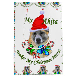 秋田愛好家のクリスマス ミディアムペーパーバッグ