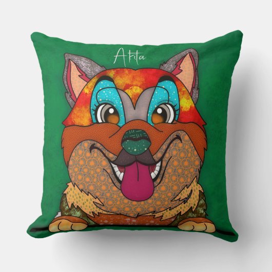 秋田手絵を描装飾用クッション クッション (正面)