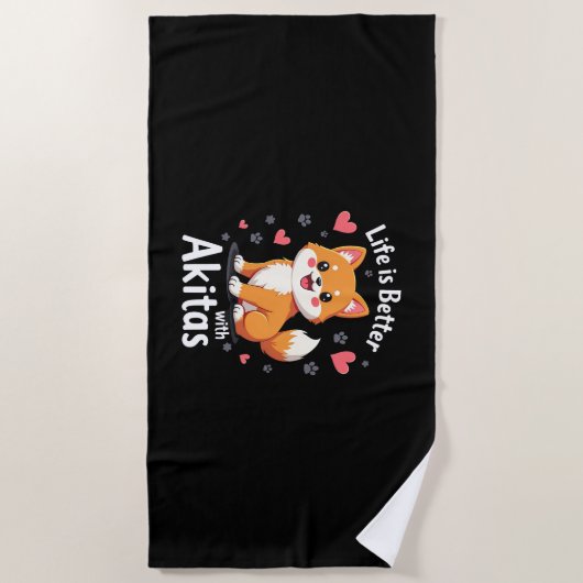 秋田最高のタンクトップのライフ ビーチタオル (正面)