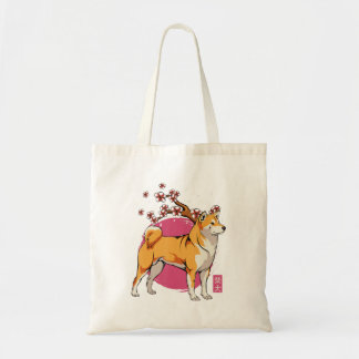 秋田柴犬ドッグ日本さくらんぼ桜 トートバッグ