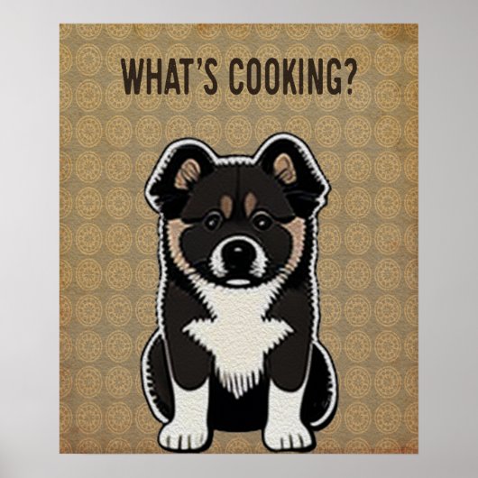 秋田犬おもしろいのキッチンジョーク ポスター (正面)