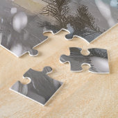 秋田犬がオートバイクリスマスにライディング ジグソーパズル (側面)