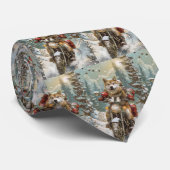 秋田犬がオートバイクリスマスにライディング ネクタイ (ロール)