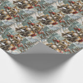 秋田犬がオートバイクリスマスにライディング ラッピングペーパー (角)